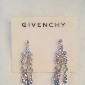 Givenchy Silver and Light Blue Chandelier Earrings